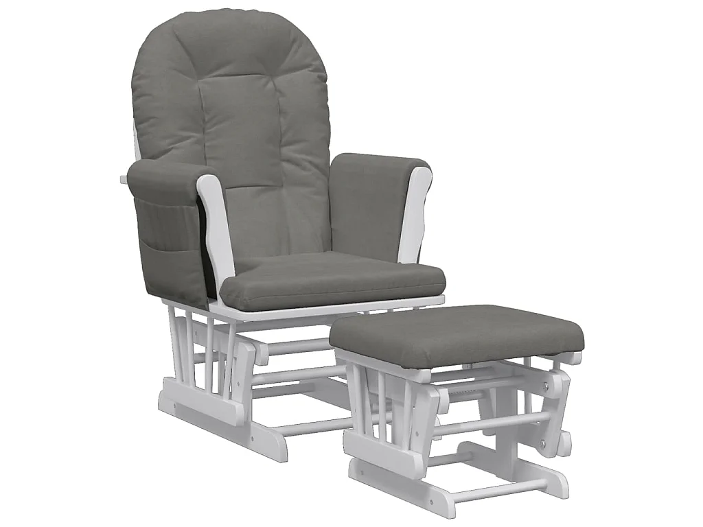 Poltrona Glider con Sgabello Grigio Scuro in Tessuto