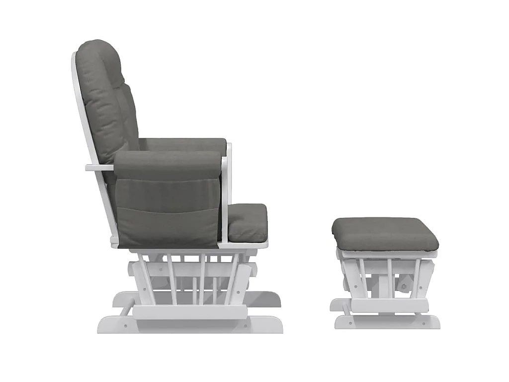 Poltrona Glider con Sgabello Grigio Scuro in Tessuto