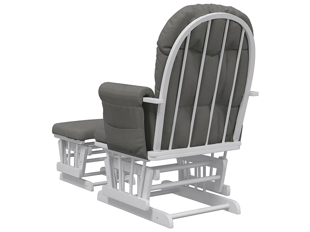 Poltrona Glider con Sgabello Grigio Scuro in Tessuto