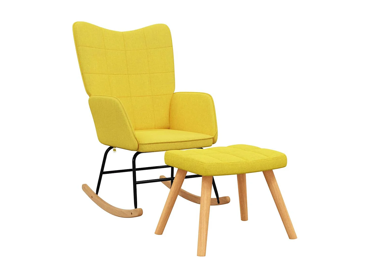 Chaise à bascule avec tabouret Jaune moutarde Tissu