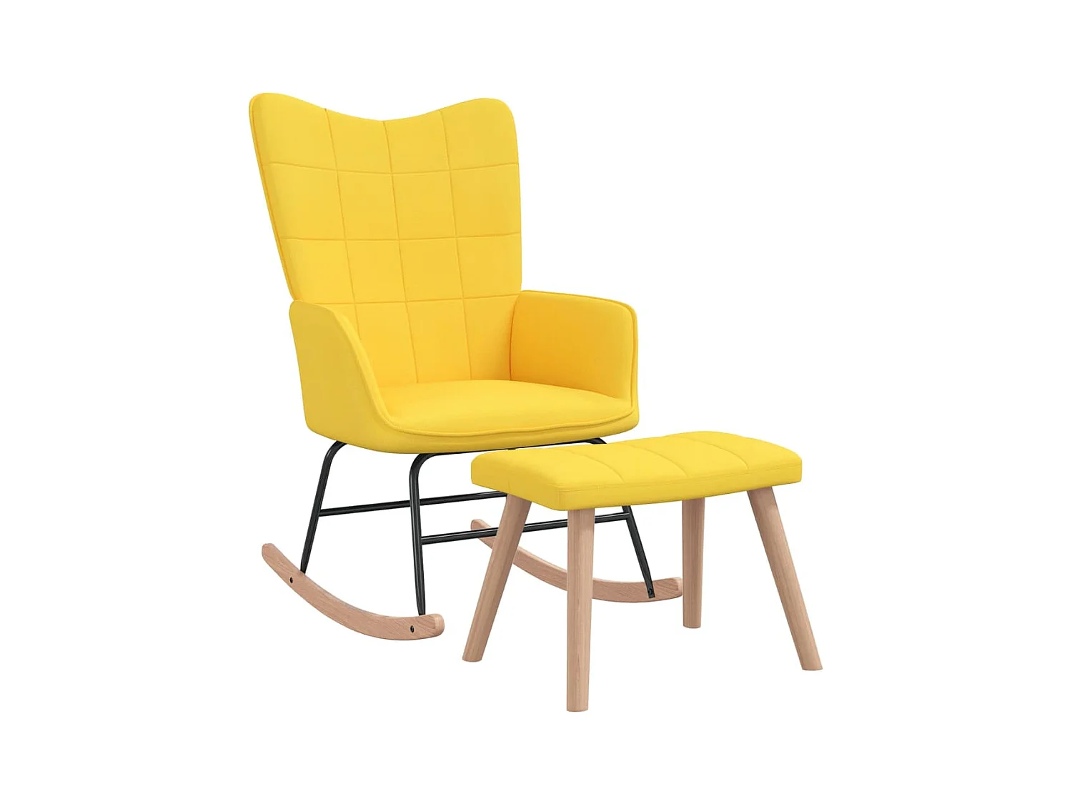 Schaukelsessel mit Hocker Senfgelb Stoff