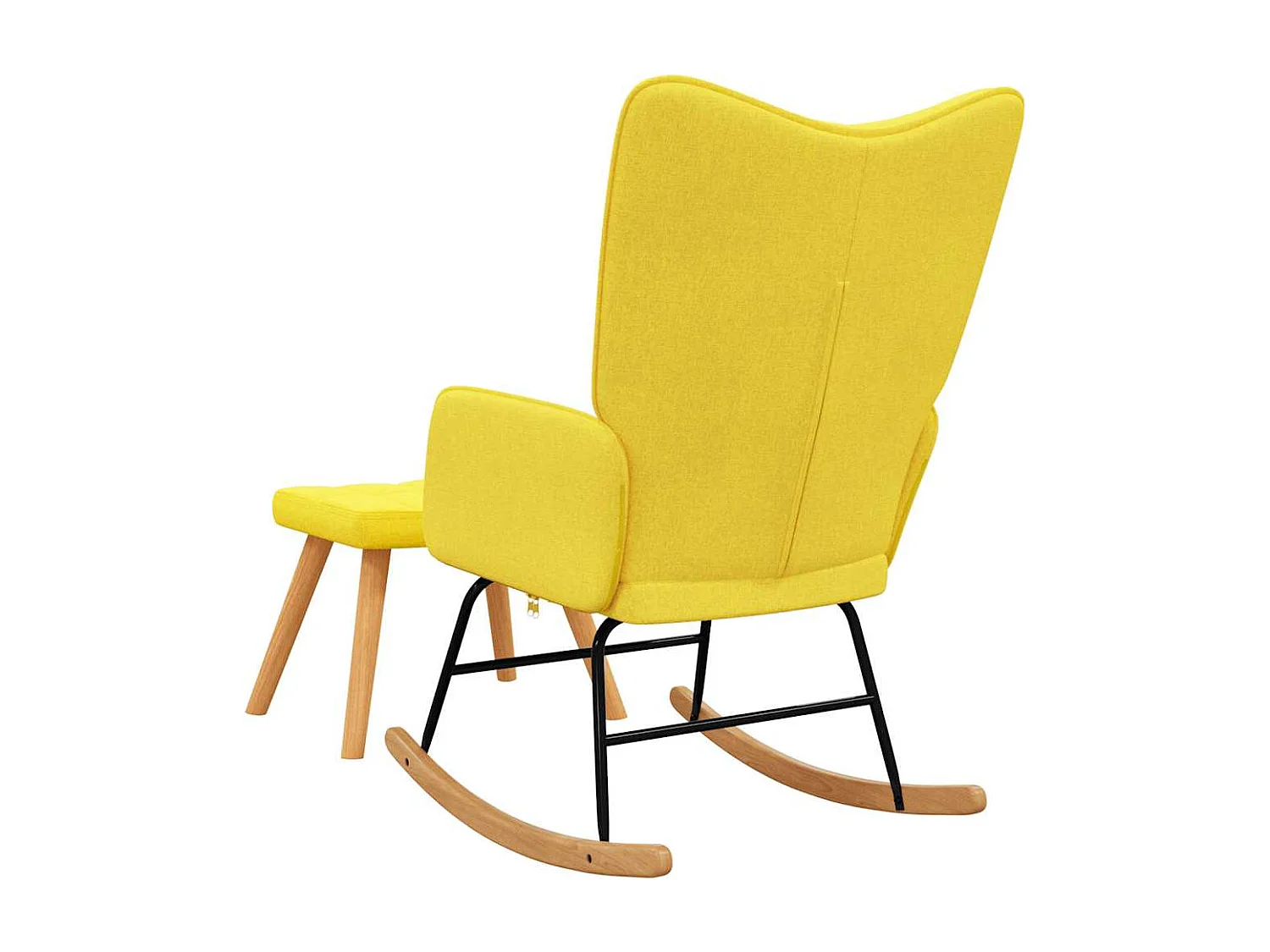 Chaise à bascule avec tabouret Jaune moutarde Tissu