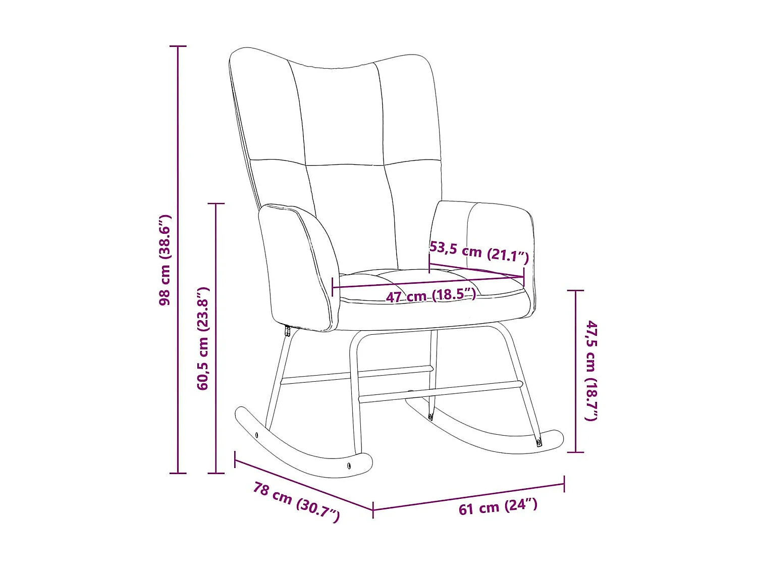 Silla mecedora de terciopelo rojo vino tinto