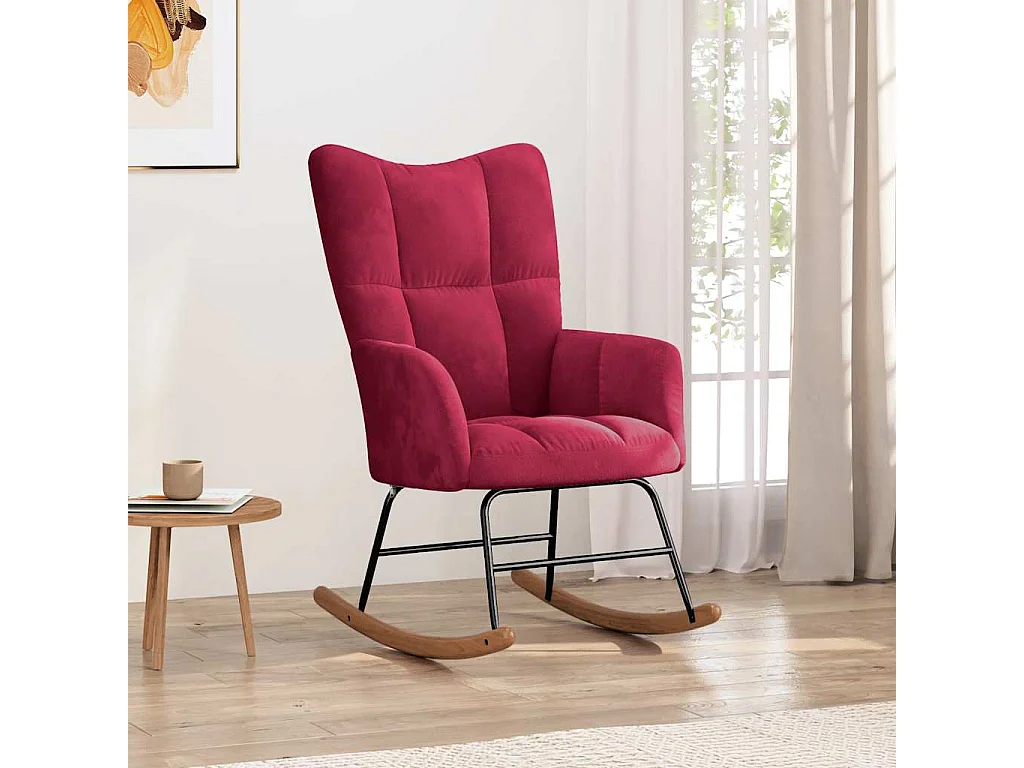 Chaise à bascule Rouge bordeaux Velours