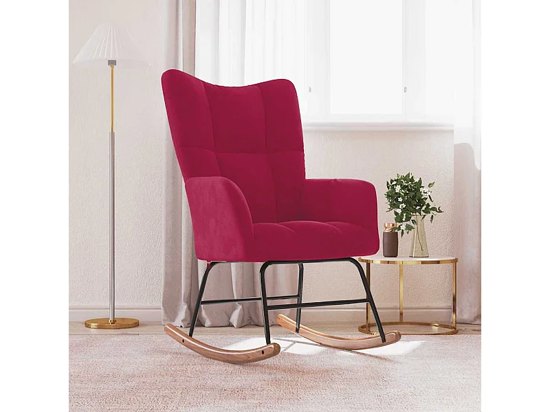 Chaise à bascule Rouge bordeaux Velours