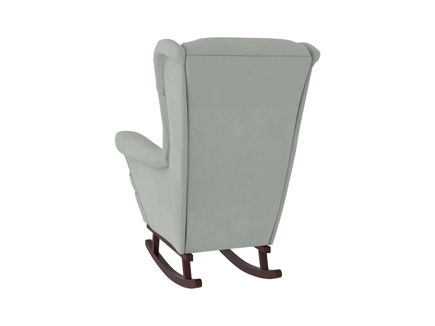 Fauteuil à bascule à oreilles en velours gris clair bois massif