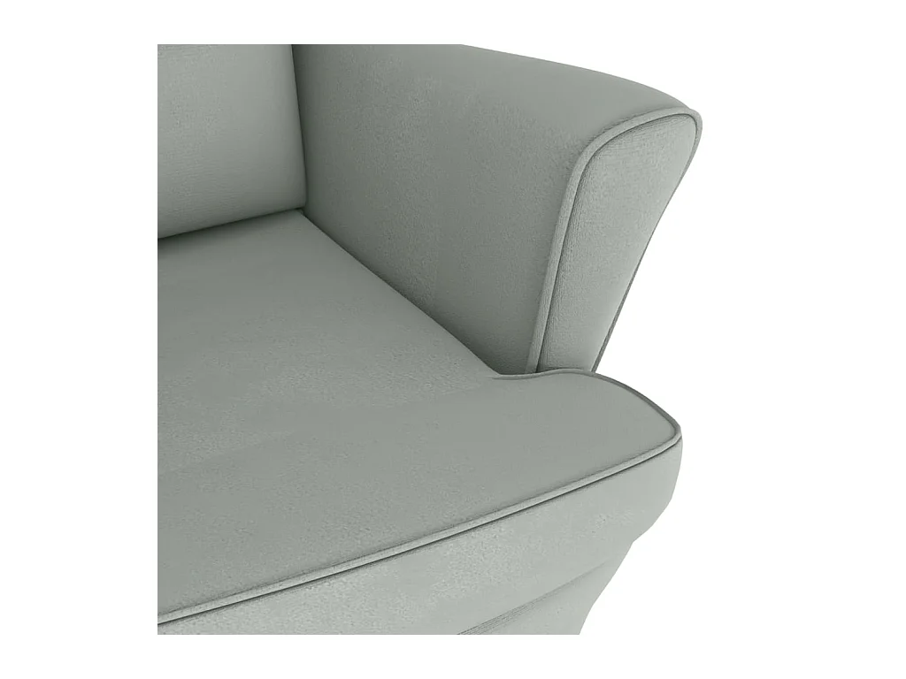Fauteuil à bascule à oreilles en velours gris clair bois massif