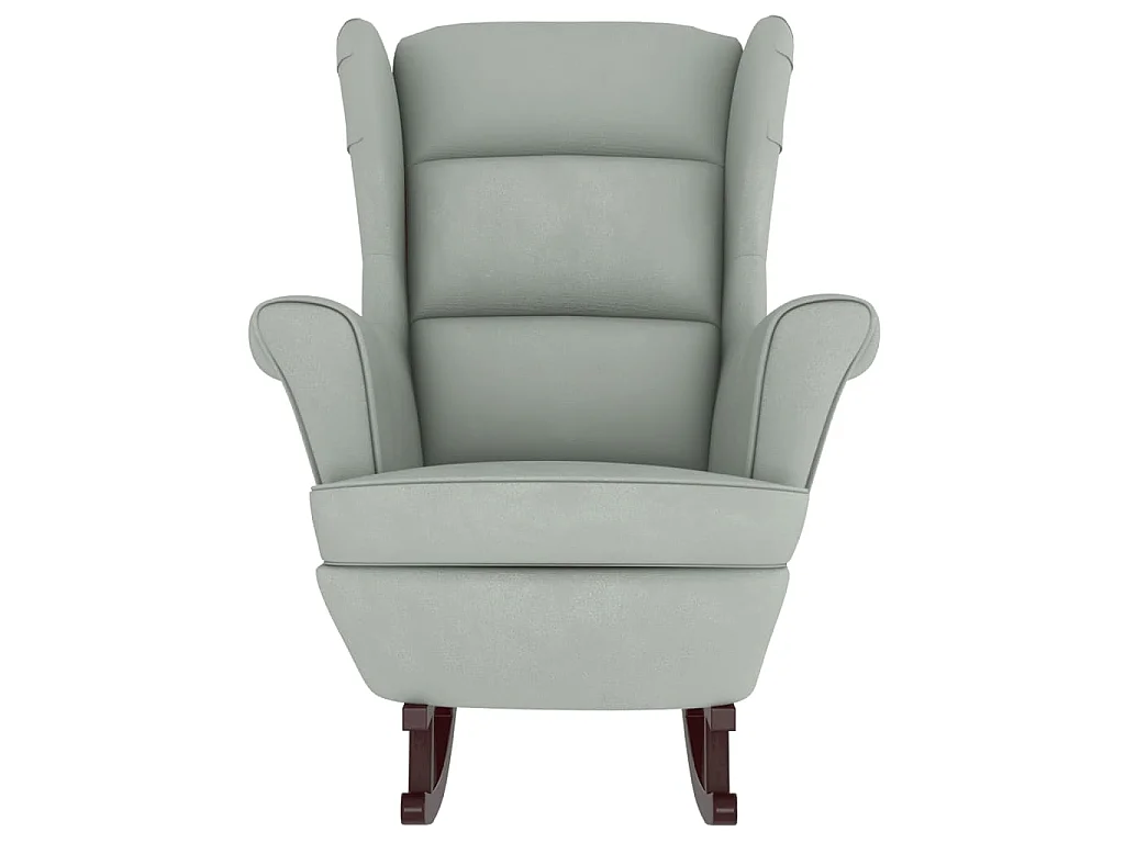 Cadeira de Baloiço com Encosto de Asa em Veludo Madeira Maciça