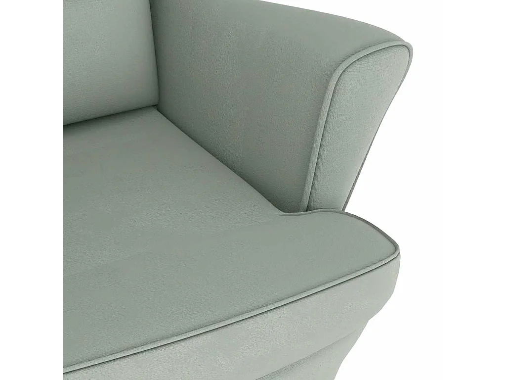 Fauteuil à bascule à oreilles en velours gris clair bois massif