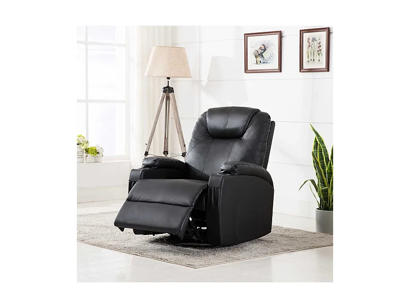 Massage-Schaukelsessel Schwarz Kunstleder