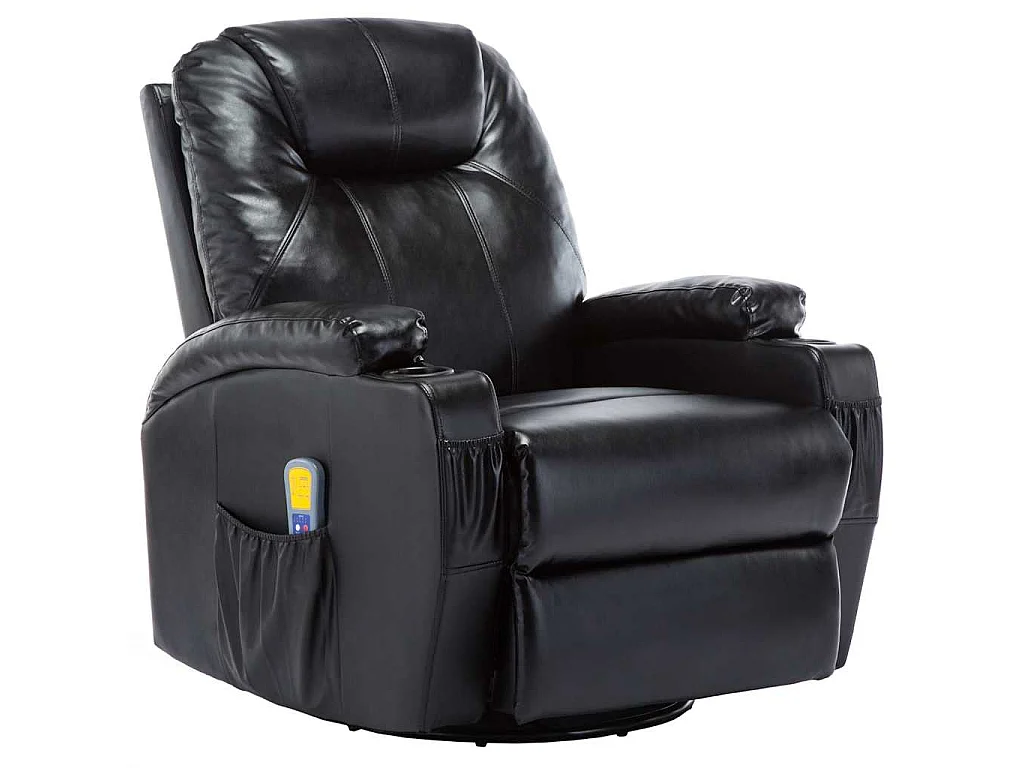 Fauteuil à bascule de massage Noir Similicuir