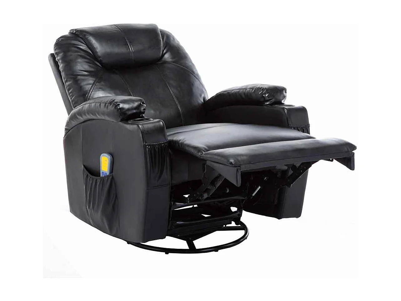 Fauteuil à bascule de massage Noir Similicuir