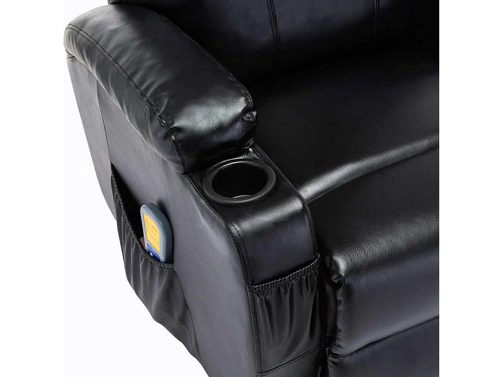 Fauteuil à bascule de massage Noir Similicuir