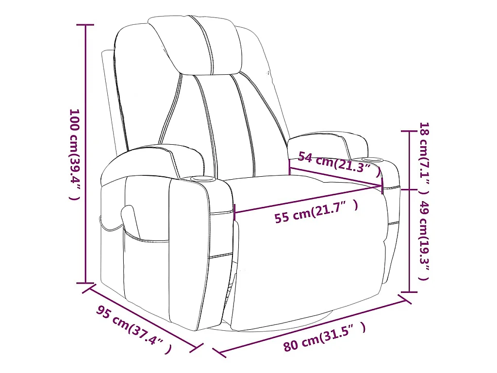 Poltrona Massaggiante a Dondolo Nera in Similpelle