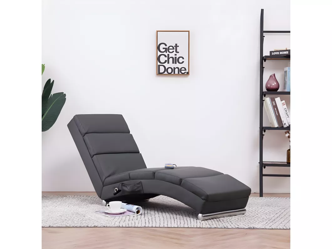 Kauf Unique Massage Chaiselongue Grau Kunstleder