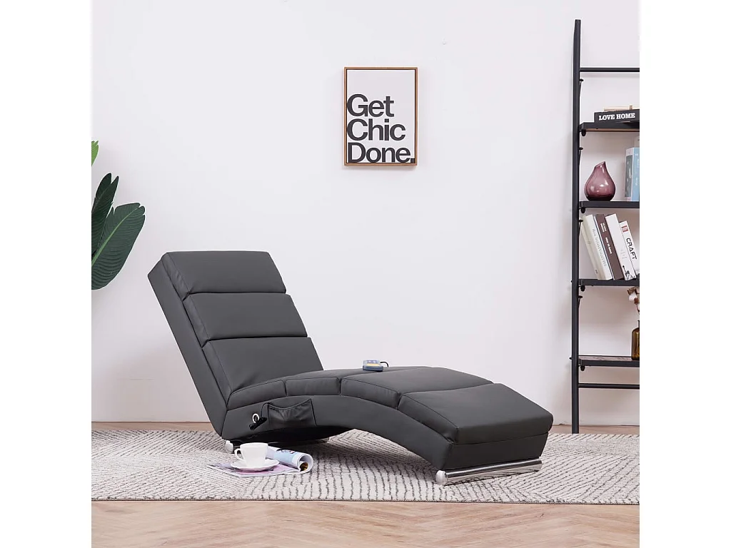 Chaise longue de massage Gris Similicuir