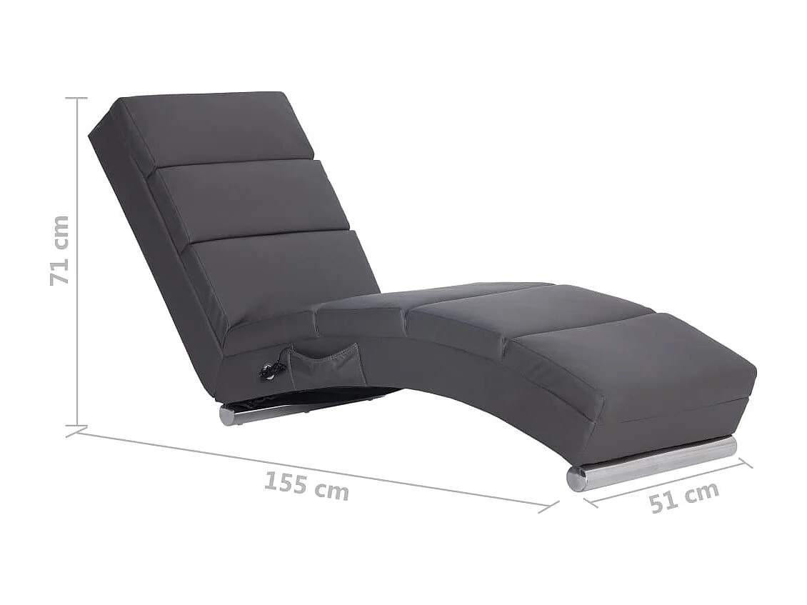 Chaise longue de massage Gris Similicuir