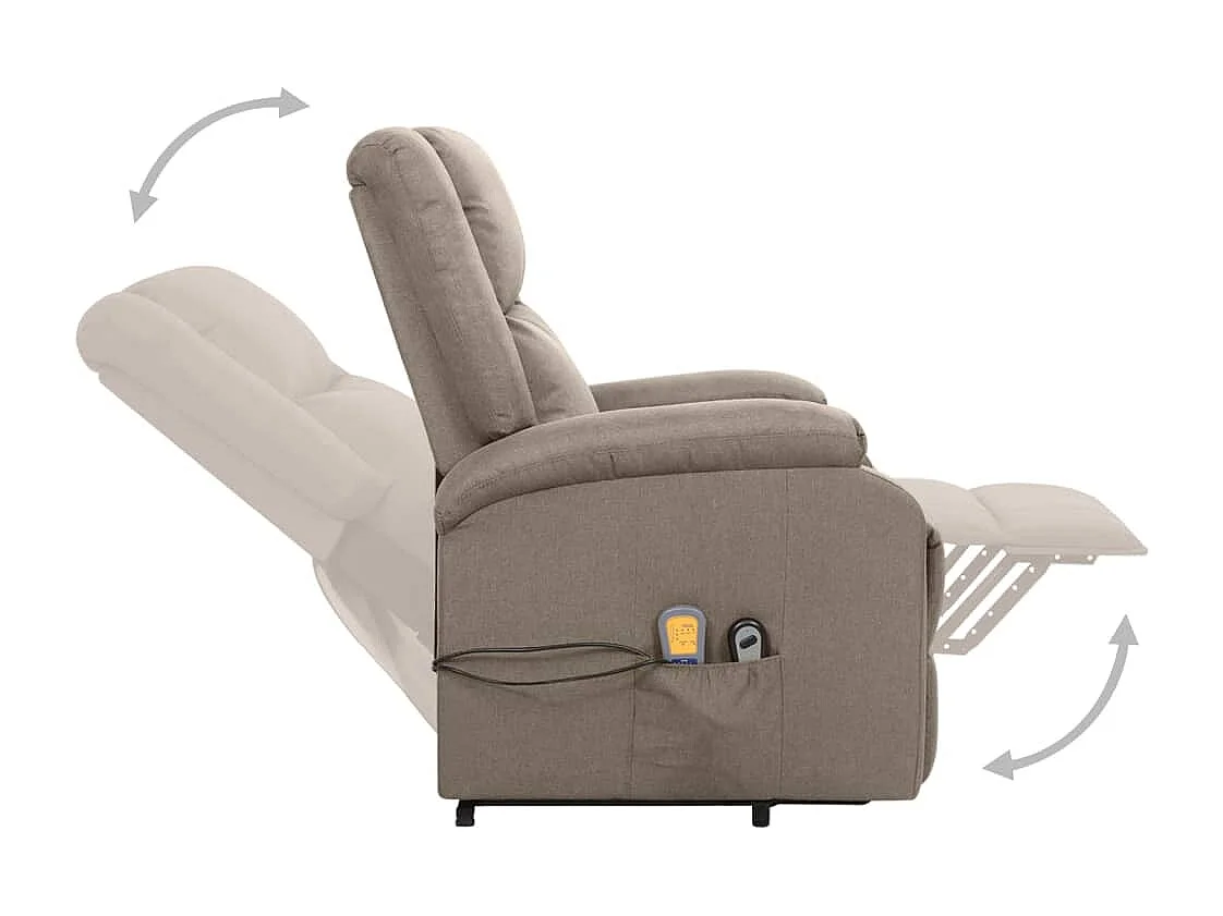 Massagesessel mit Aufstehhilfe Taupe Stoff