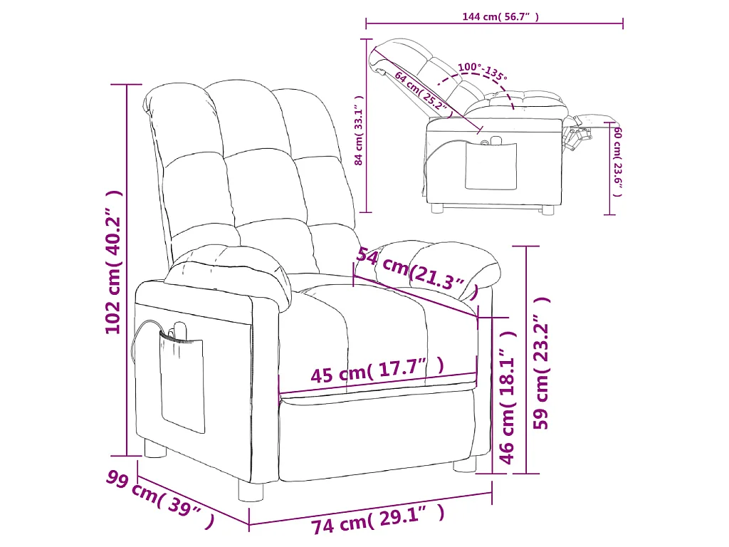Fauteuil électrique de massage Vert foncé Tissu