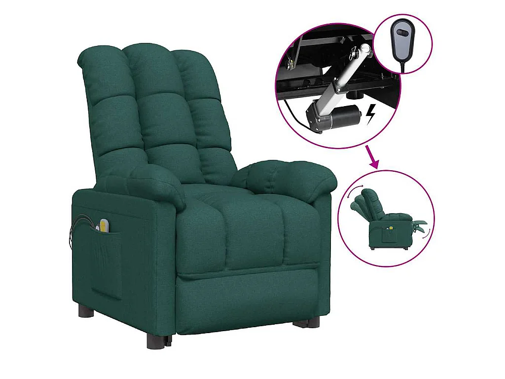 Fauteuil électrique de massage Vert foncé Tissu