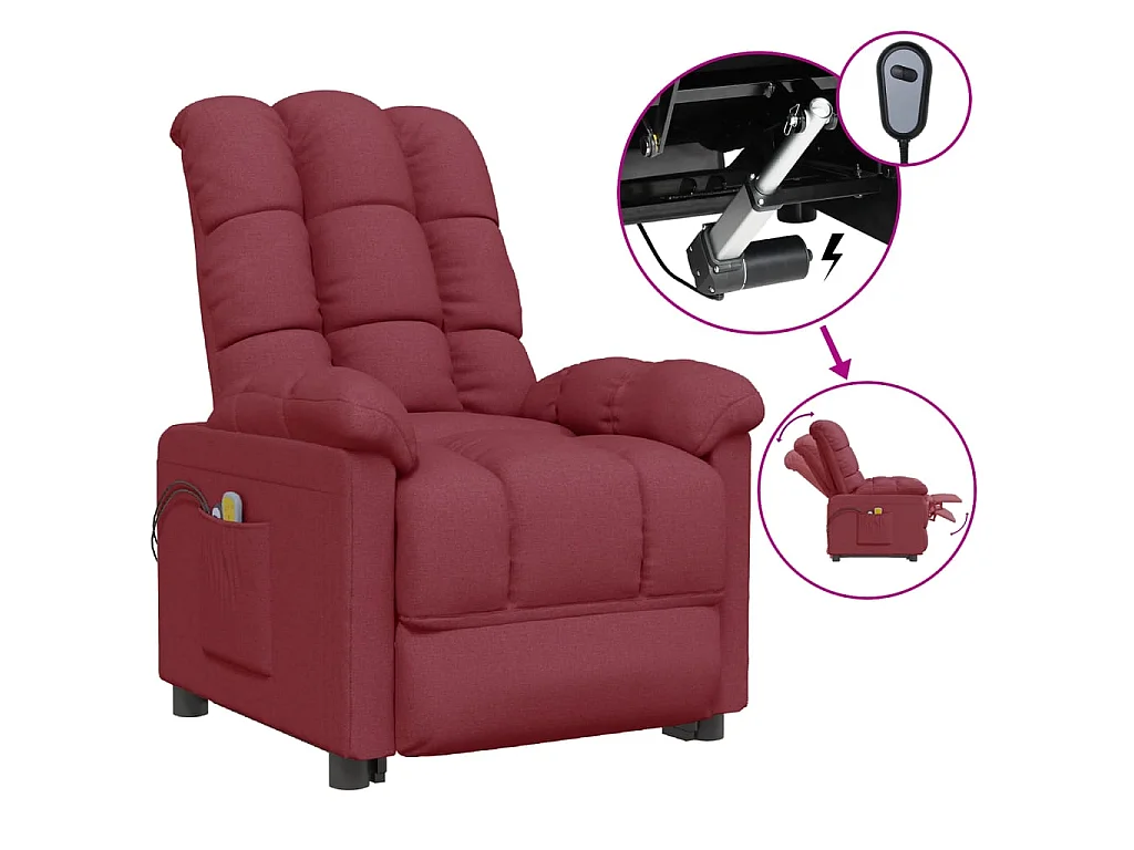 Fauteuil électrique de massage Bordeaux Tissu