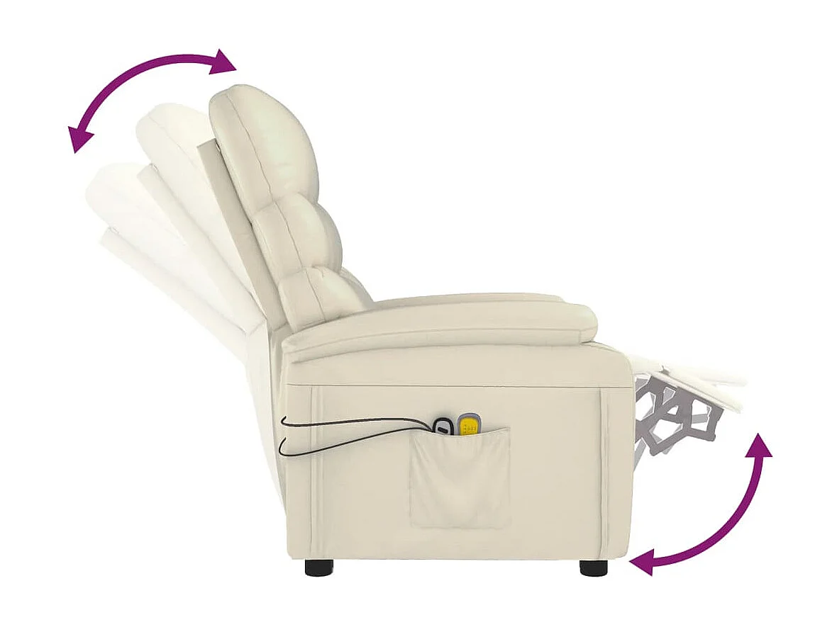 Poltrona de massagens elétrica couro artificial cor creme