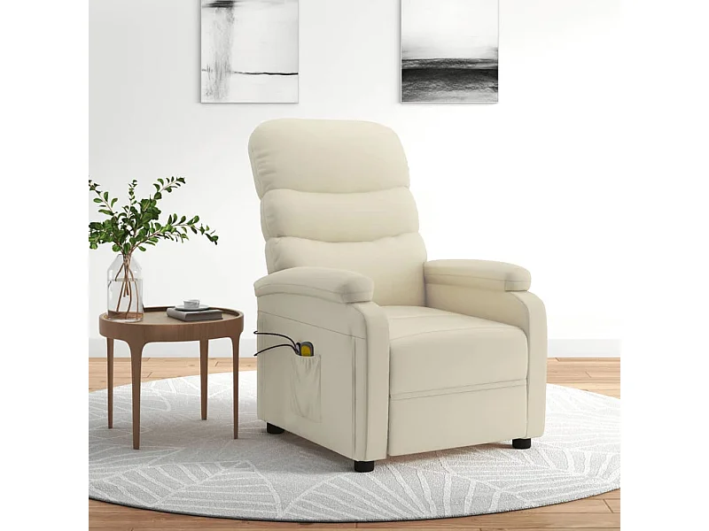 Poltrona de massagens elétrica couro artificial cor creme