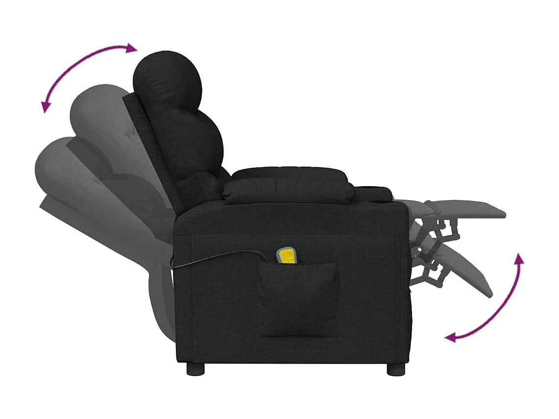 Fauteuil électrique de massage Noir Tissu