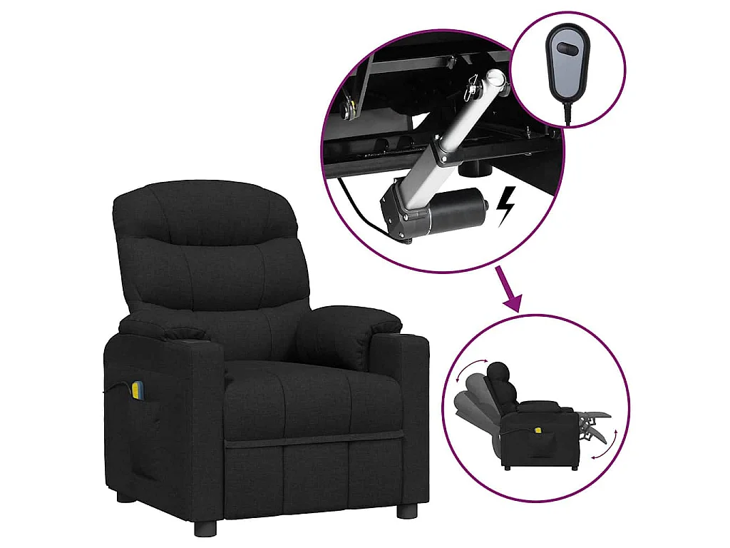Massagesessel Elektrisch Schwarz Stoff