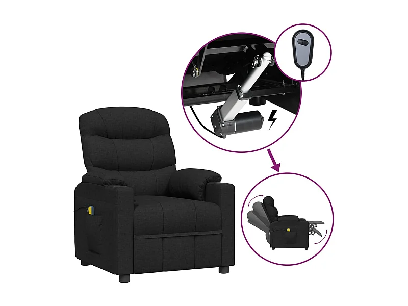Poltrona de massagens elétrica tecido preto