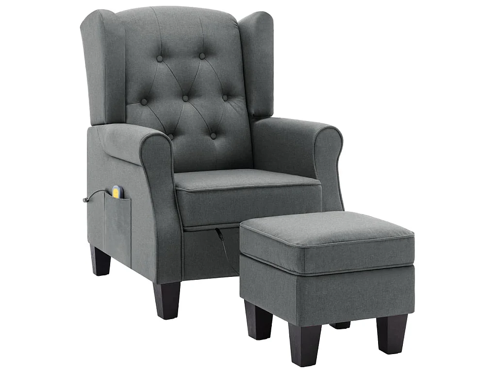 Fauteuil de massage avec repose-pied Gris clair Tissu