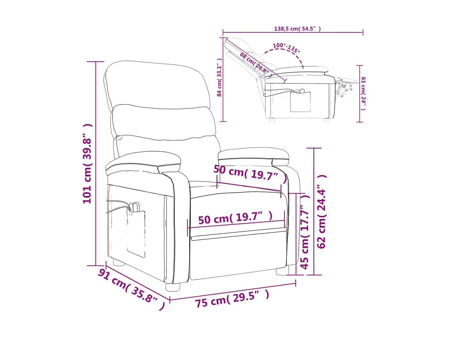 Fauteuil électrique de massage Crème Tissu