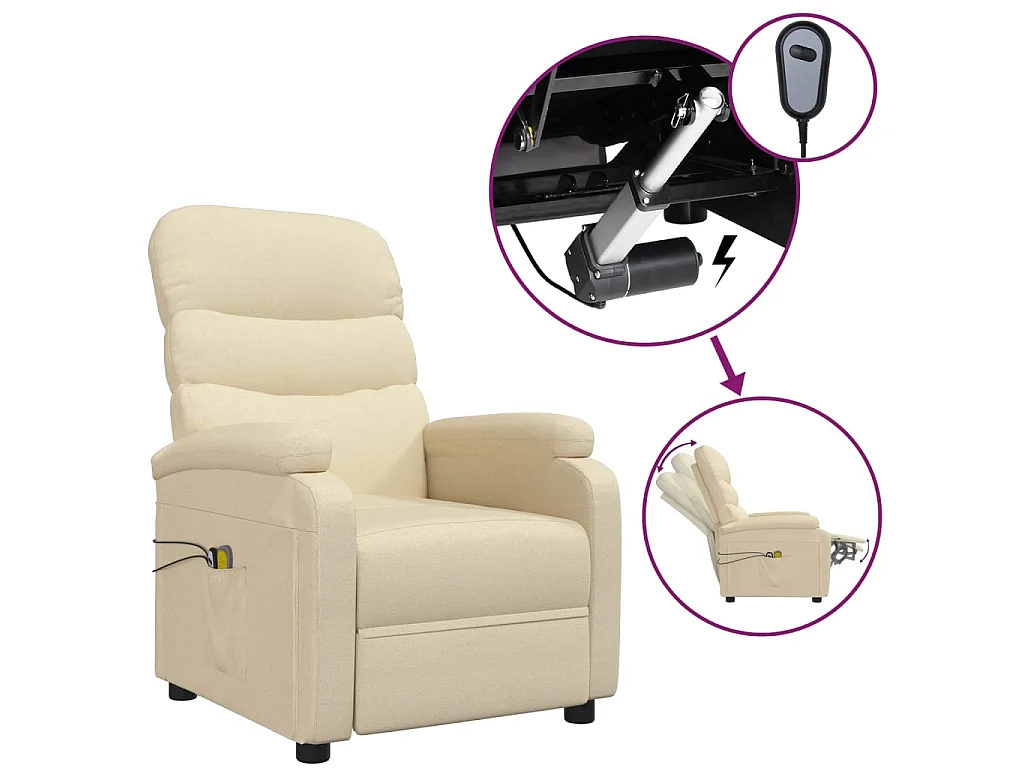 Fauteuil électrique de massage Crème Tissu