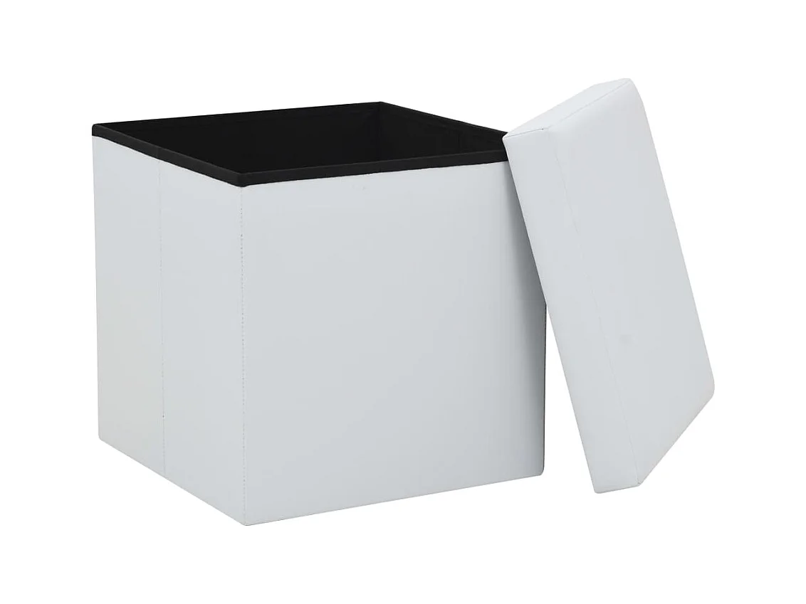 Tabourets de rangement pliables lot de 2 blanc similicuir