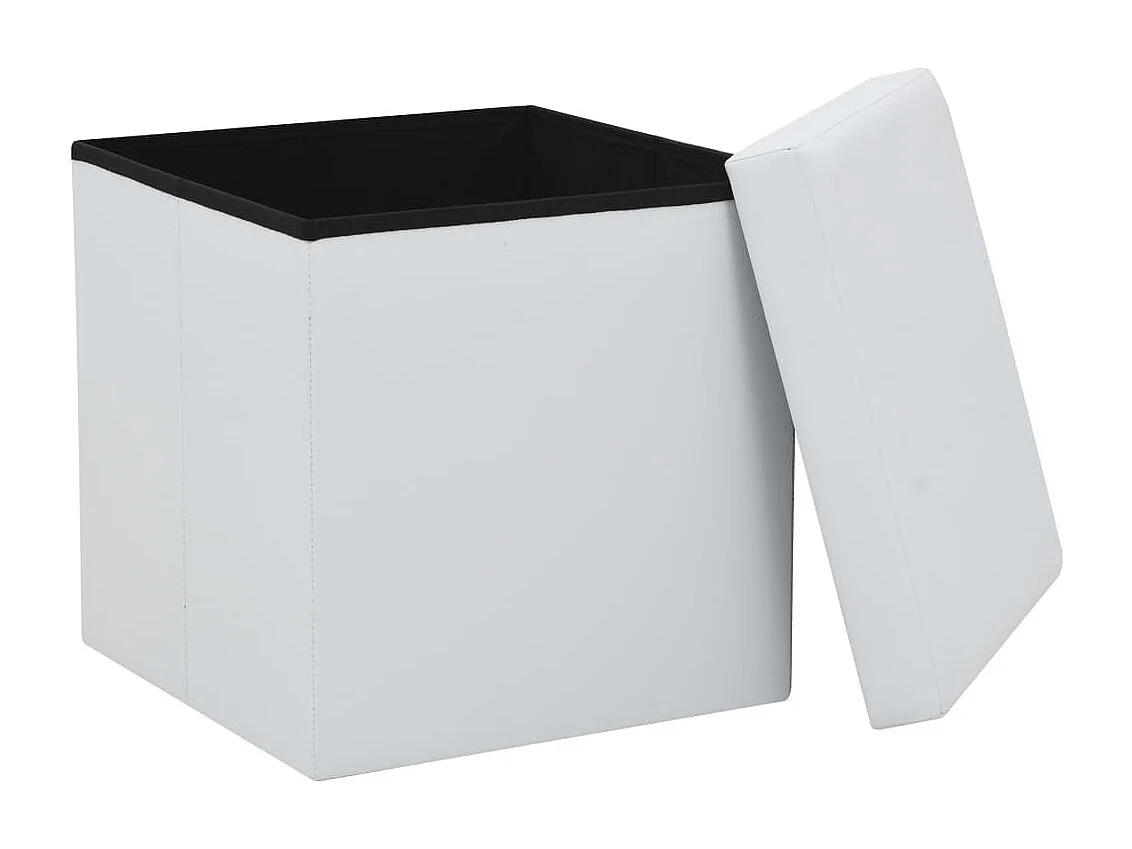 Tabourets de rangement pliables lot de 2 blanc similicuir