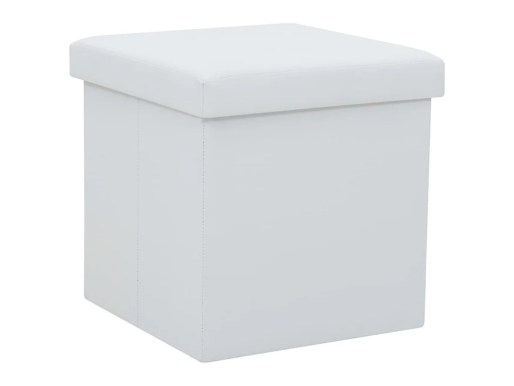 Bancos de arrumação dobráveis 2 pcs couro artificial branco