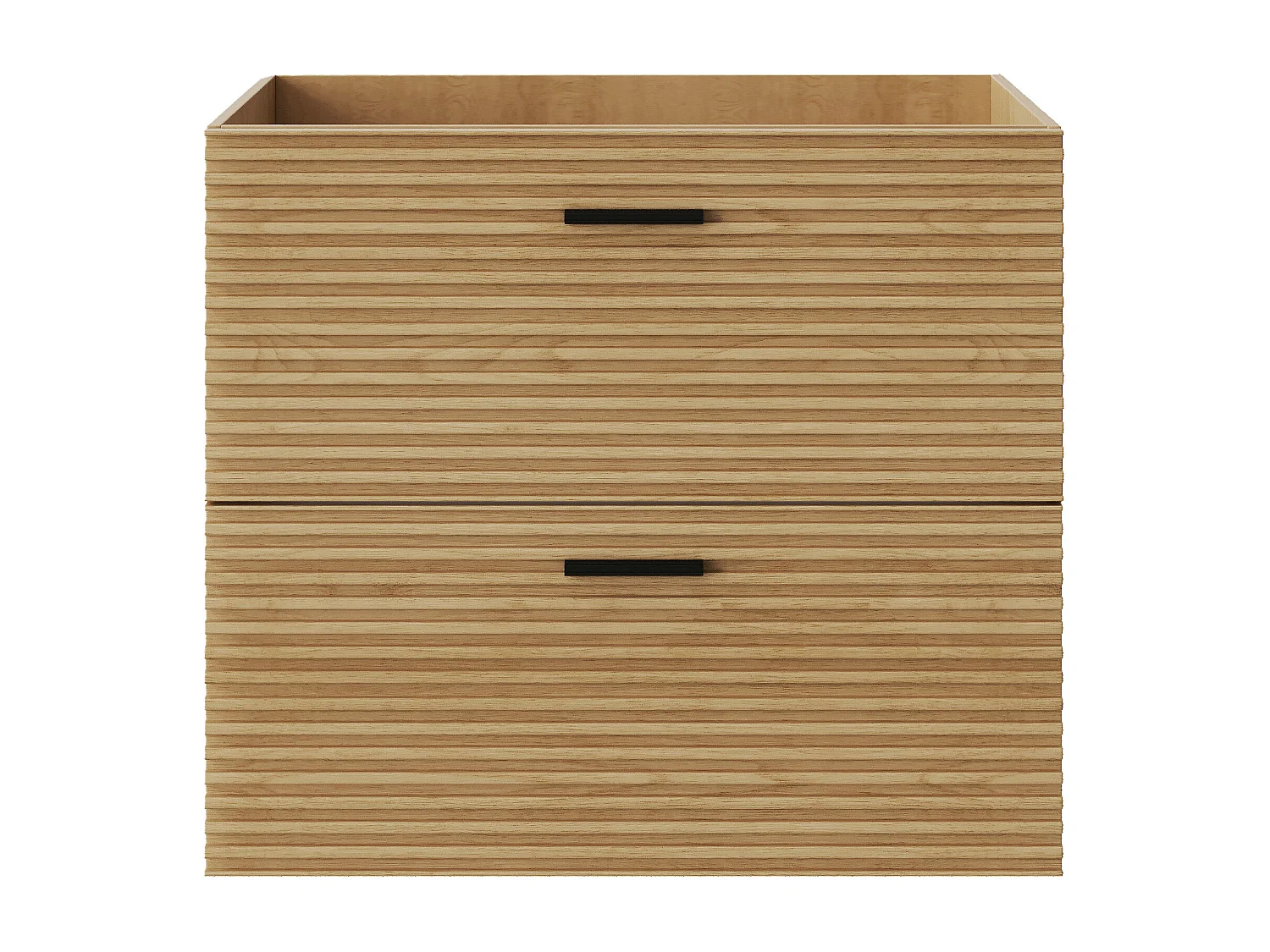 Meuble sous vasque suspendu strié - 2 tiroirs - Naturel clair - 60 cm - SARONE