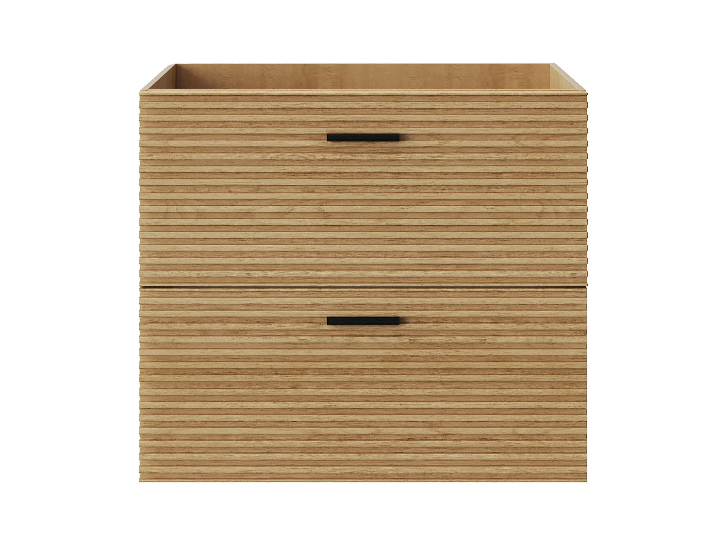 Meuble sous vasque suspendu strié - 2 tiroirs - Naturel clair - 60 cm - SARONE