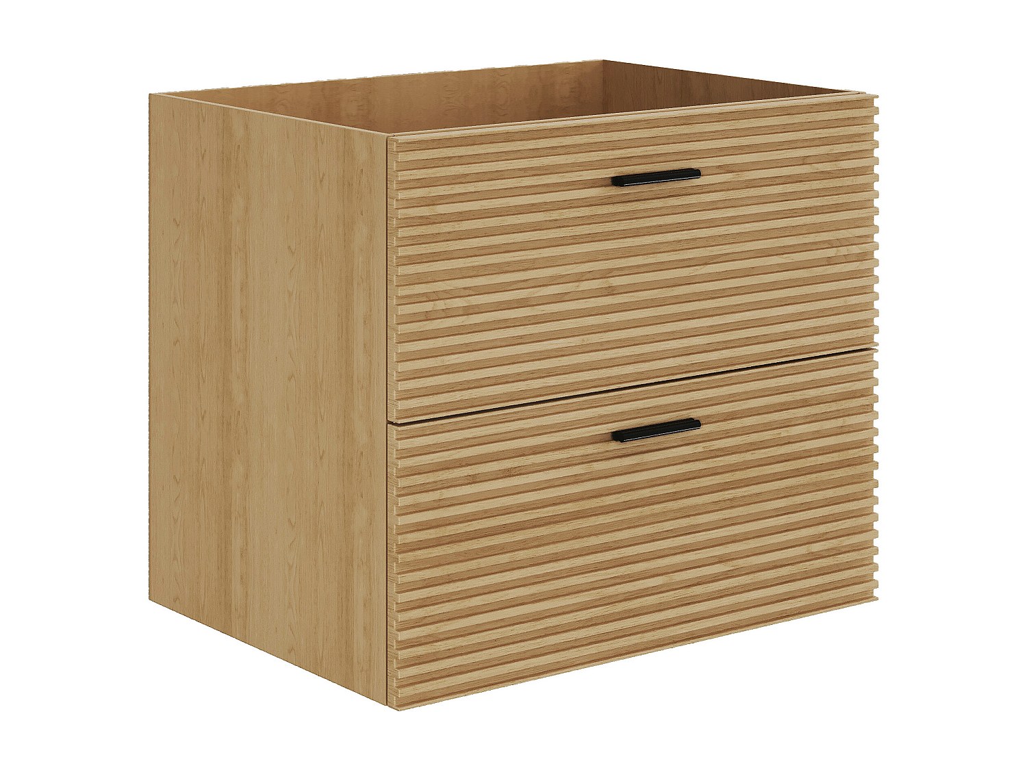 Waschtischunterschrank geriffelt hängend - 2 Schubladen - Natur hell - 60 c günstig online kaufen