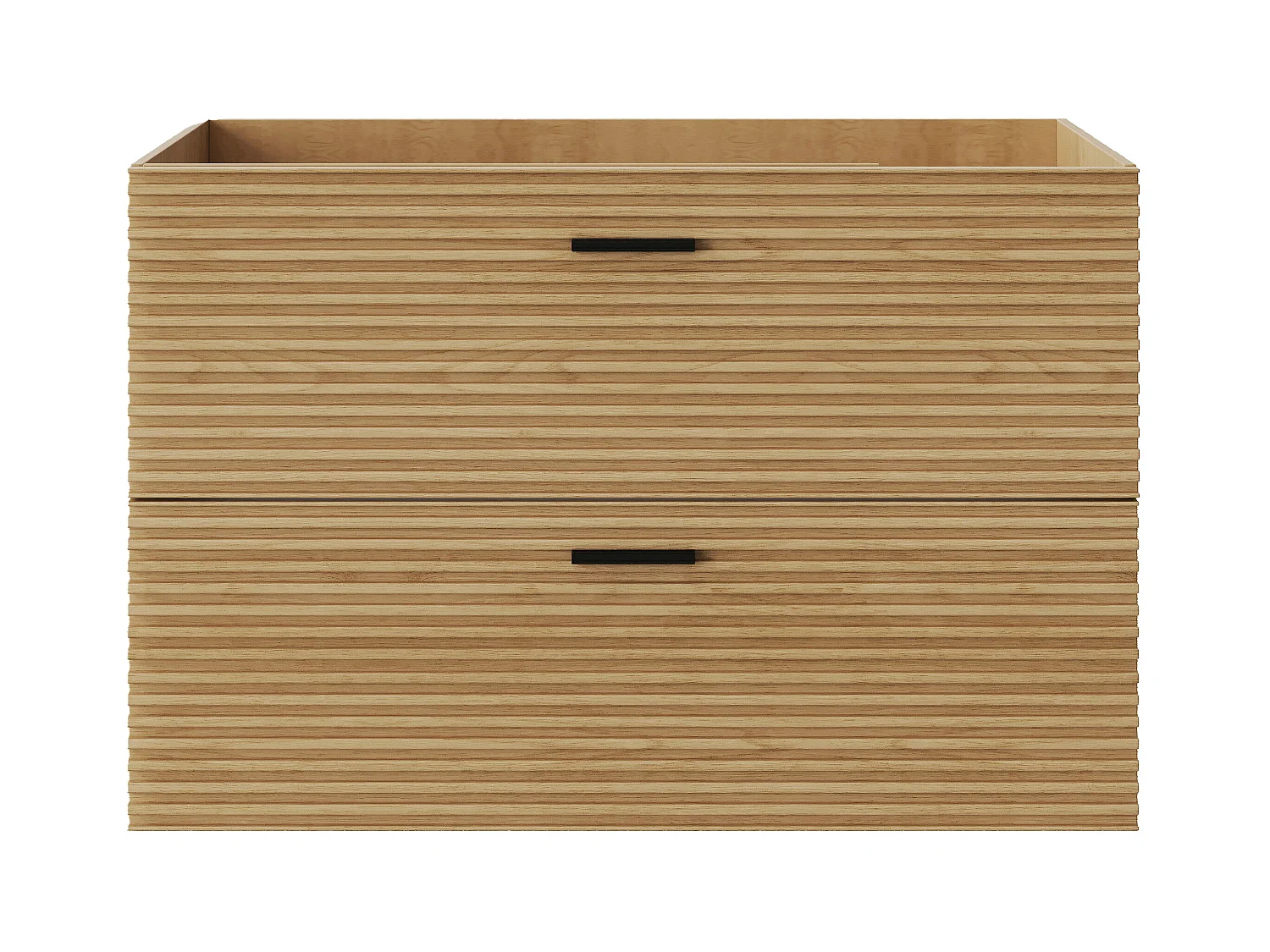 Meuble sous vasque suspendu strié - 2 tiroirs - Naturel clair - 80 cm - SARONE