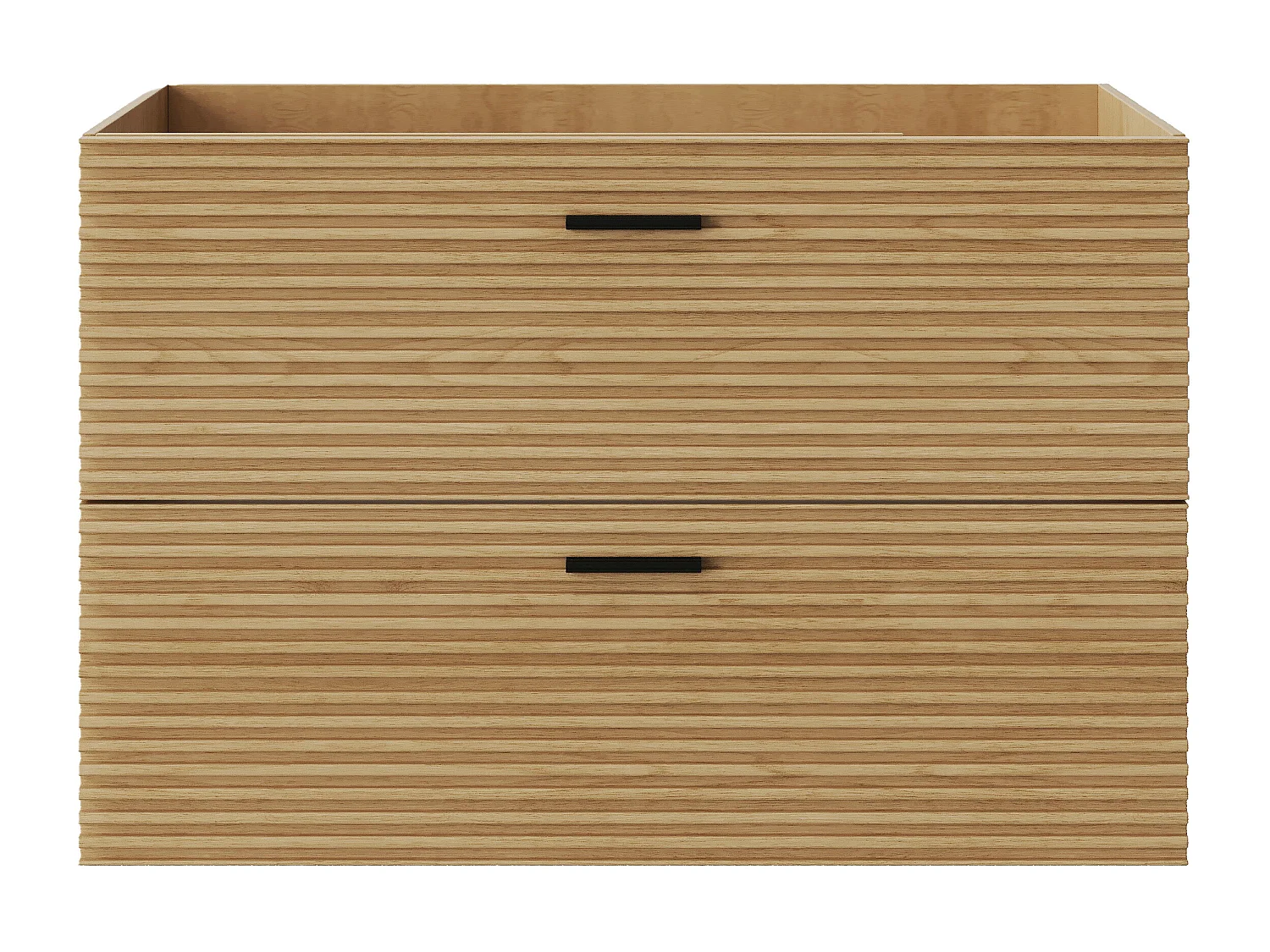 Meuble sous vasque suspendu strié - 2 tiroirs - Naturel clair - 80 cm - SARONE