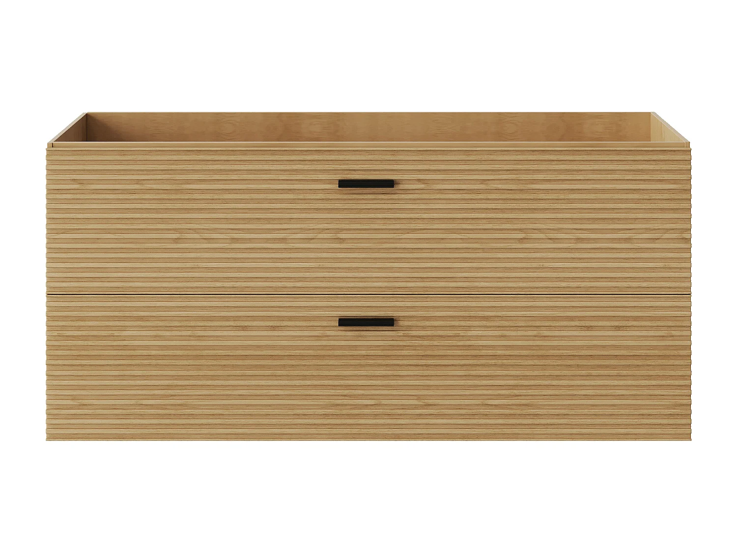 Meuble sous vasque suspendu strié - 2 tiroirs - Naturel clair - 120 cm - SARONE