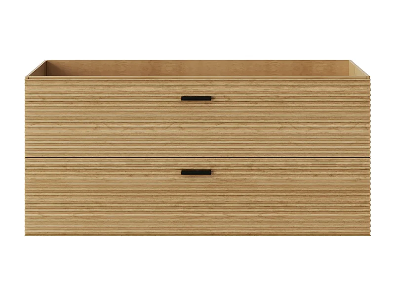 Hangend wastafelmeubel - 2 lades - kleur: naturel gestreept- 120 cm - SARONE