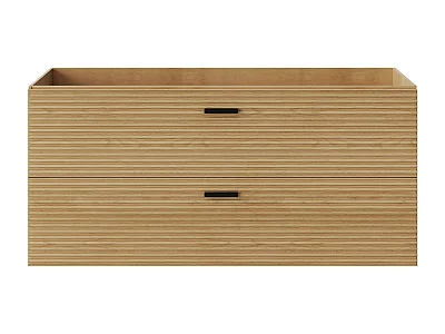 Meuble sous vasque suspendu strié - 2 tiroirs - Naturel clair - 120 cm - SARONE