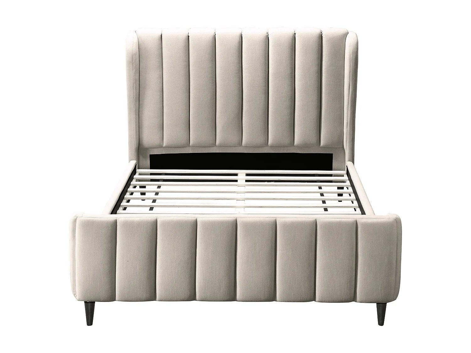 Cama 180x200 cm tecido com costuras verticais bege + colchão - CASAGOTI