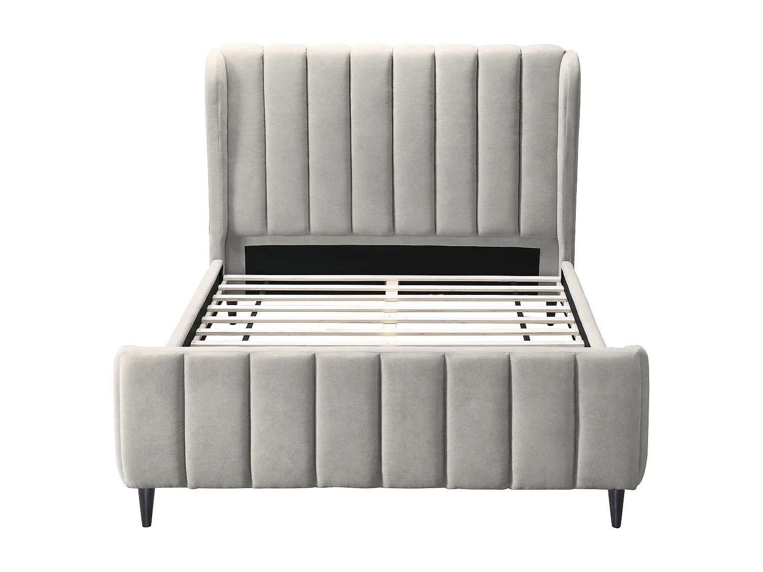 Lit 140 x 190 cm - Tissu avec coutures verticales - Gris clair + Matelas - CASAGOTI