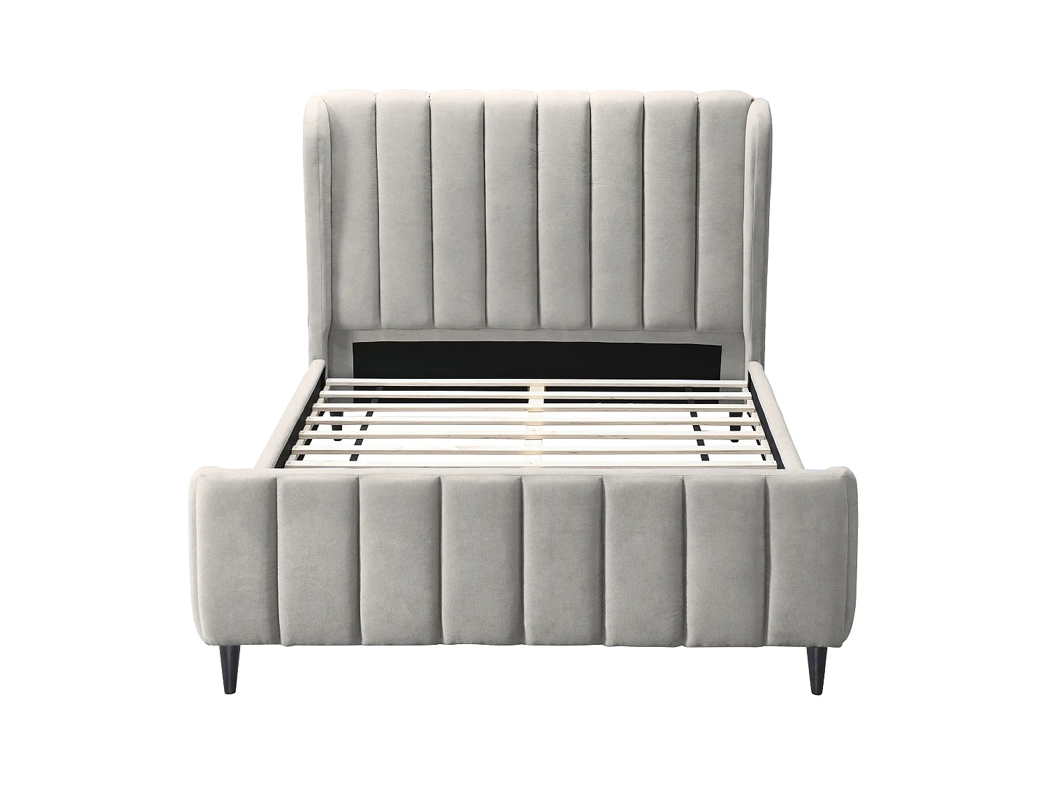 Cama 160 x 200 cm - Tela con costuras verticales - Gris claro + Colchón - CASAGOTI