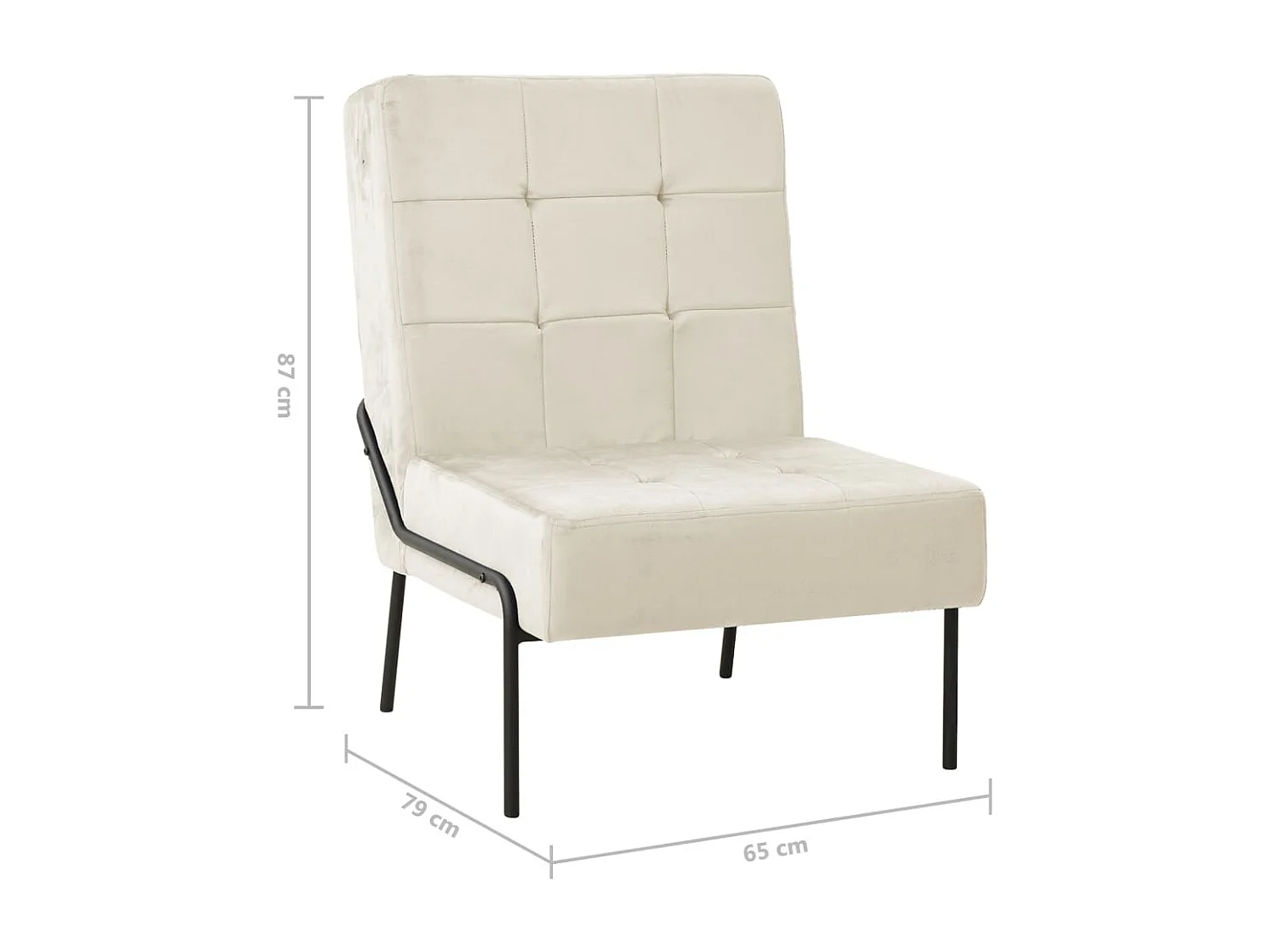 Silla de relajación de terciopelo crema blanca 65x79x87 cm