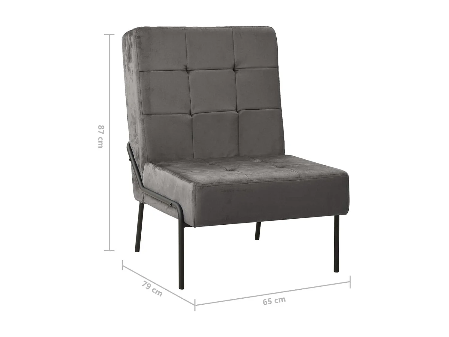 Poltrona Relax 65x79x87 cm Grigio Scuro in Velluto