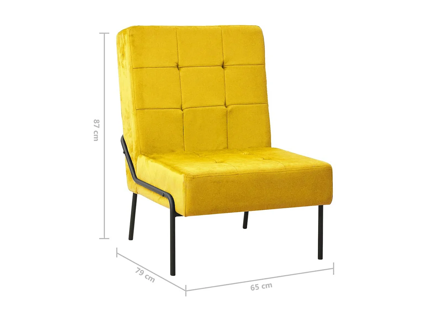 Silla de relajación de terciopelo amarillo mostaza 65x79x87 cm
